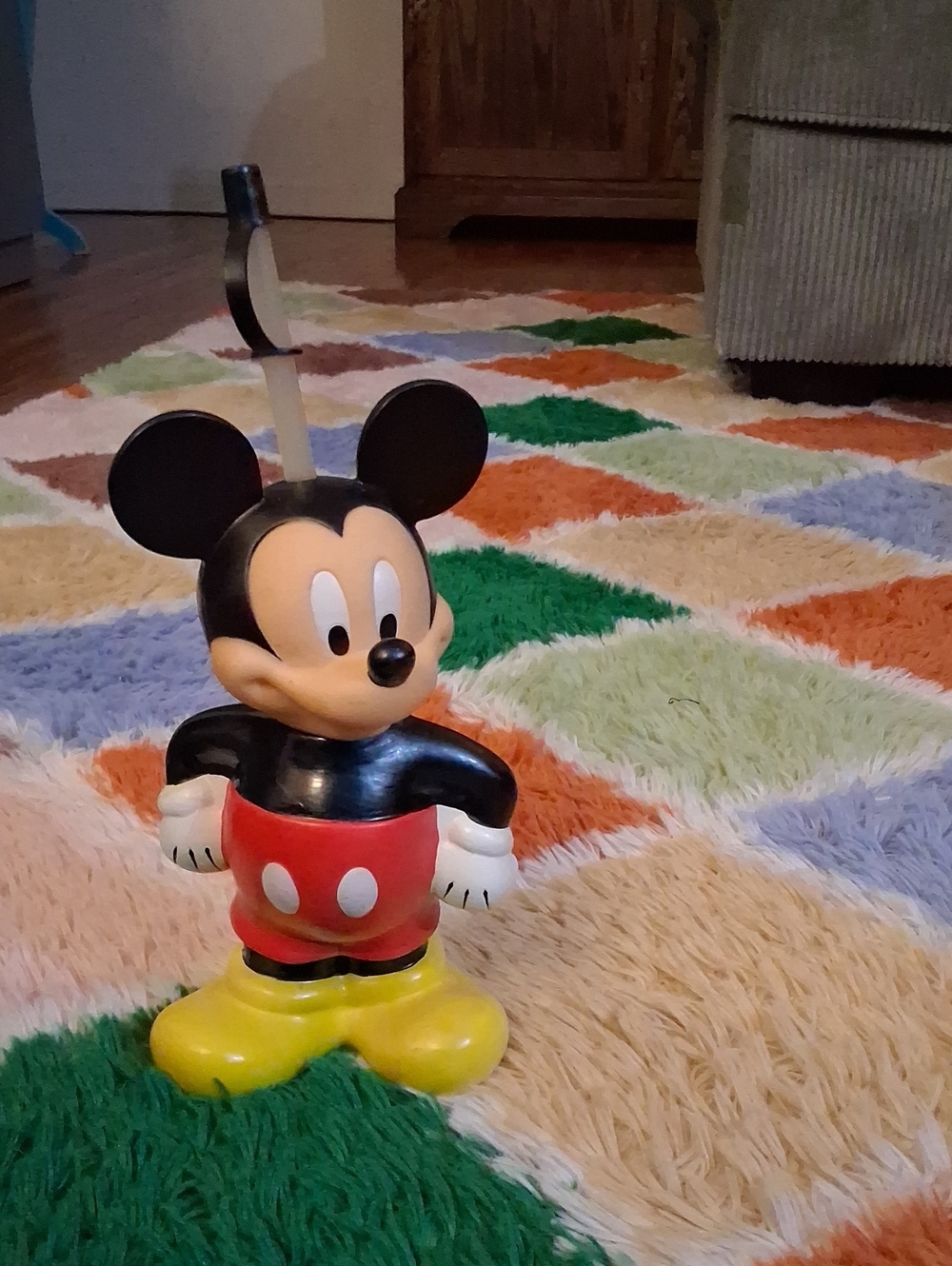 Vintage Disney Mickey Mouse Water Bottle Souvenier, 12"
